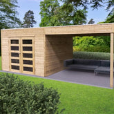 Abri de jardin Tarento 8,69m² en bois traité autoclave 19mm avec terrasse couverte - SOLID Ma boutique